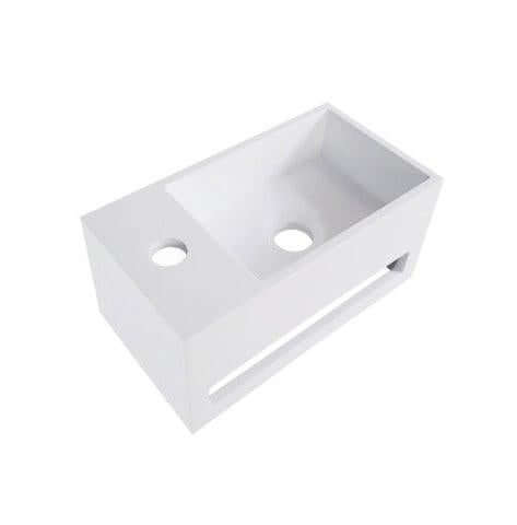 Solid Surface Fontein met Handdoekhouder Wiesbaden 35,6X20,3X15,9 Cm (Kraangat Links of Rechts)