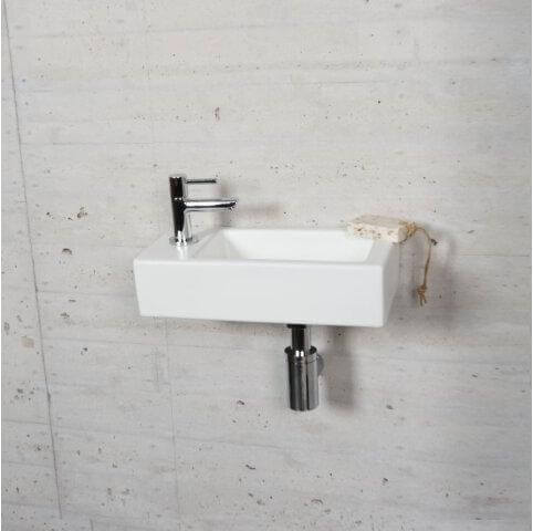Mat Witte Fonteinset Wiesbaden Kleur Chroom (Kraangat Links) Hoofdafbeelding