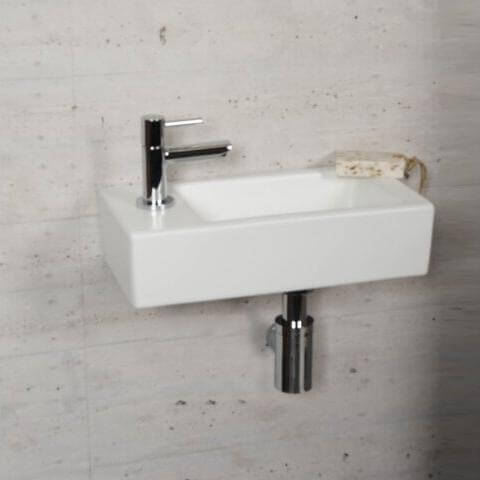 Mat Witte Fonteinset Wiesbaden Kleur Chroom (Kraangat Links)