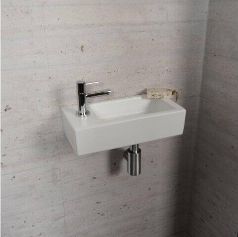 Mat Witte Fonteinset Wiesbaden Kleur Chroom (Kraangat Links)