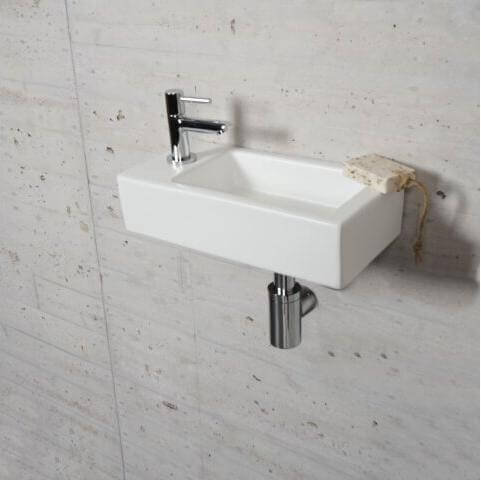 Mat Witte Fonteinset Wiesbaden Kleur Chroom (Kraangat Links)