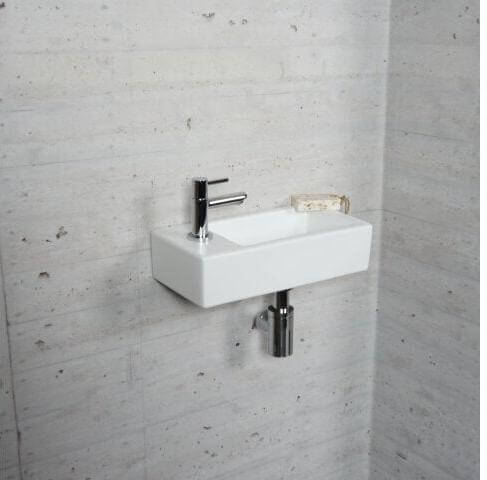 Mat Witte Fonteinset Wiesbaden Kleur Chroom (Kraangat Links)