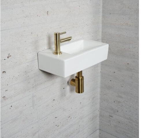 Matwitte Fonteinset Wiesbaden in Messing Goud (Kraangat Links)