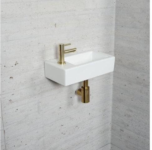 Matwitte Fonteinset Wiesbaden in Messing Goud (Kraangat Links)