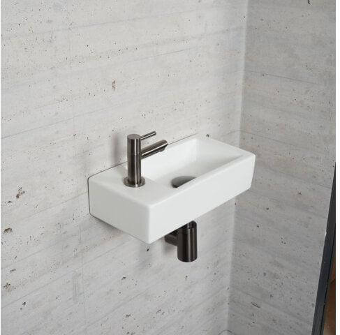 Carrara Marmer Look Fonteinset Wiesbaden in Gun Metal Kleur (Kraangat Links)