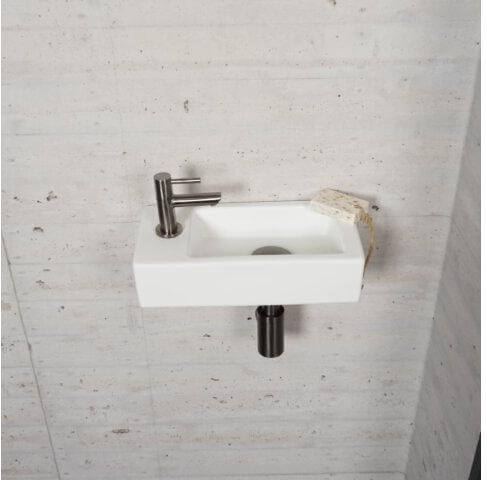 Carrara Marmer Look Fonteinset Wiesbaden in Gun Metal Kleur (Kraangat Links)