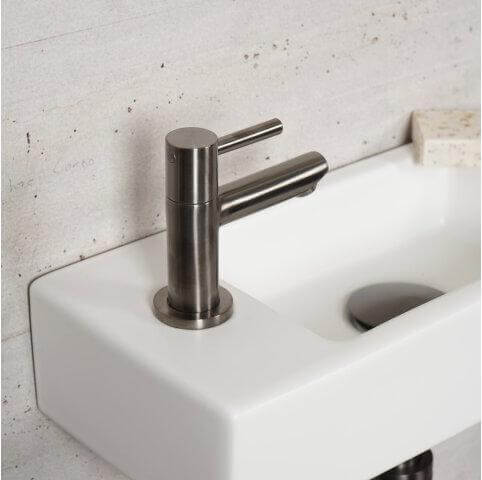 Carrara Marmer Look Fonteinset Wiesbaden in Gun Metal Kleur (Kraangat Links)