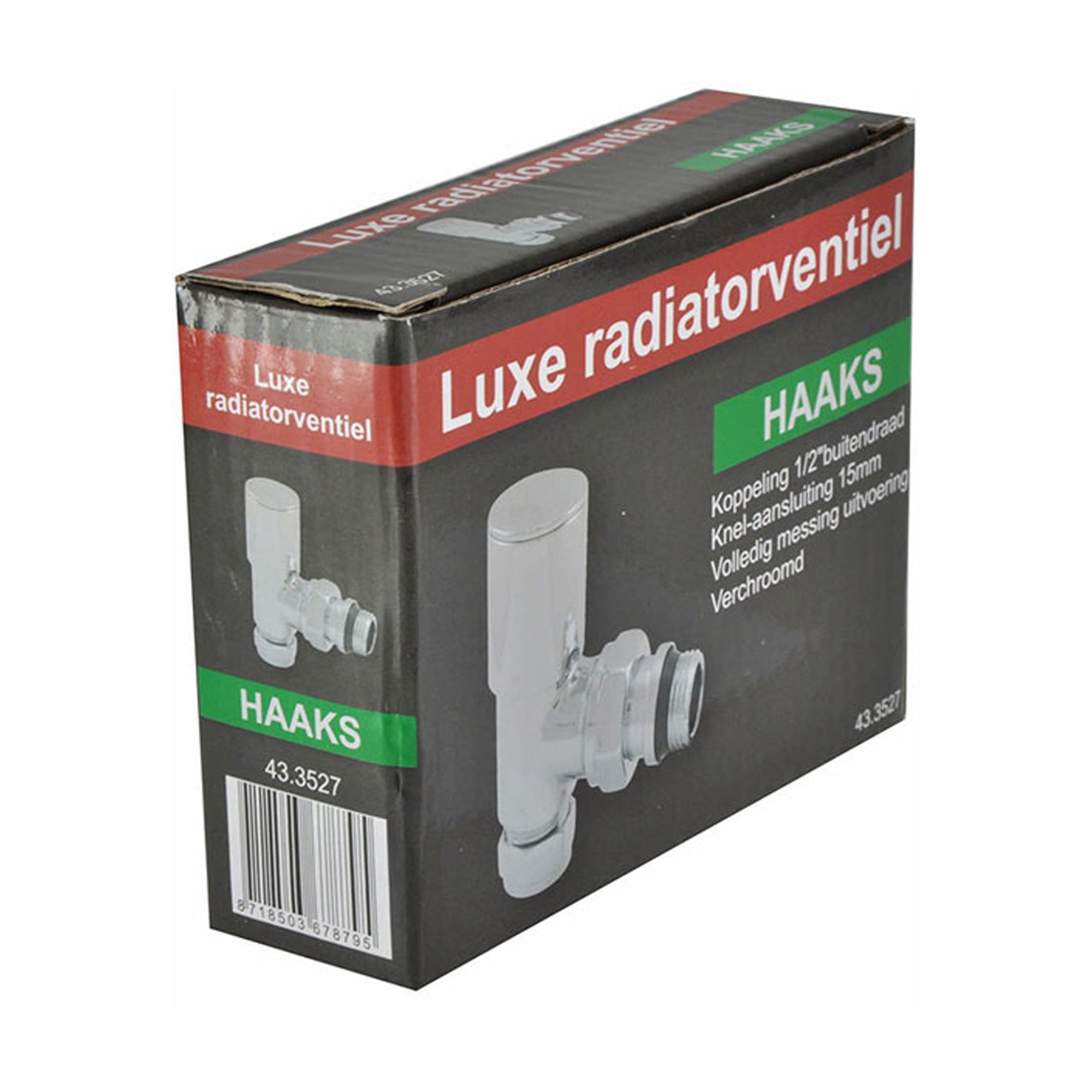 luxe radiatorventiel 1/2''x15 (M22) knel haaks chroom