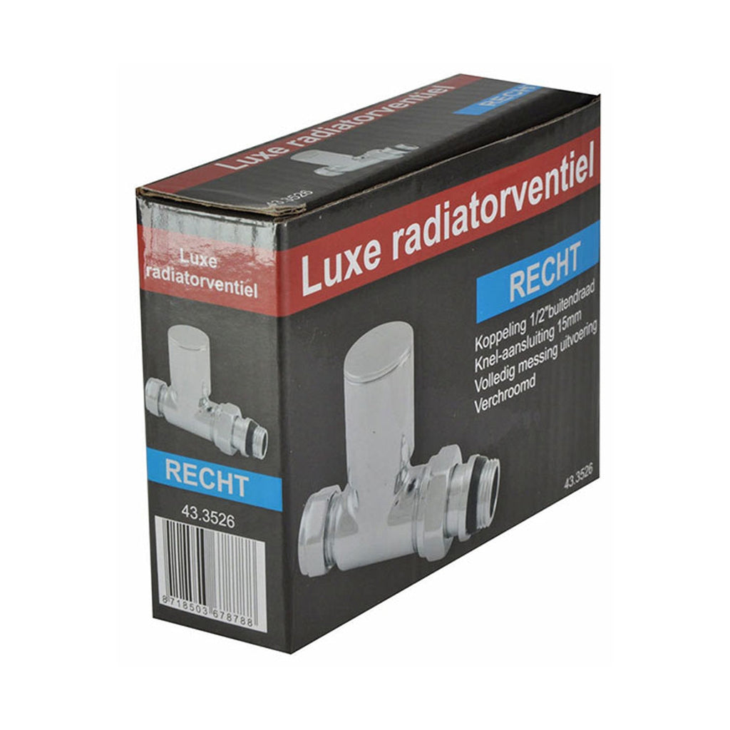 luxe radiatorventiel 1/2''x15 (M22) knel recht chroom