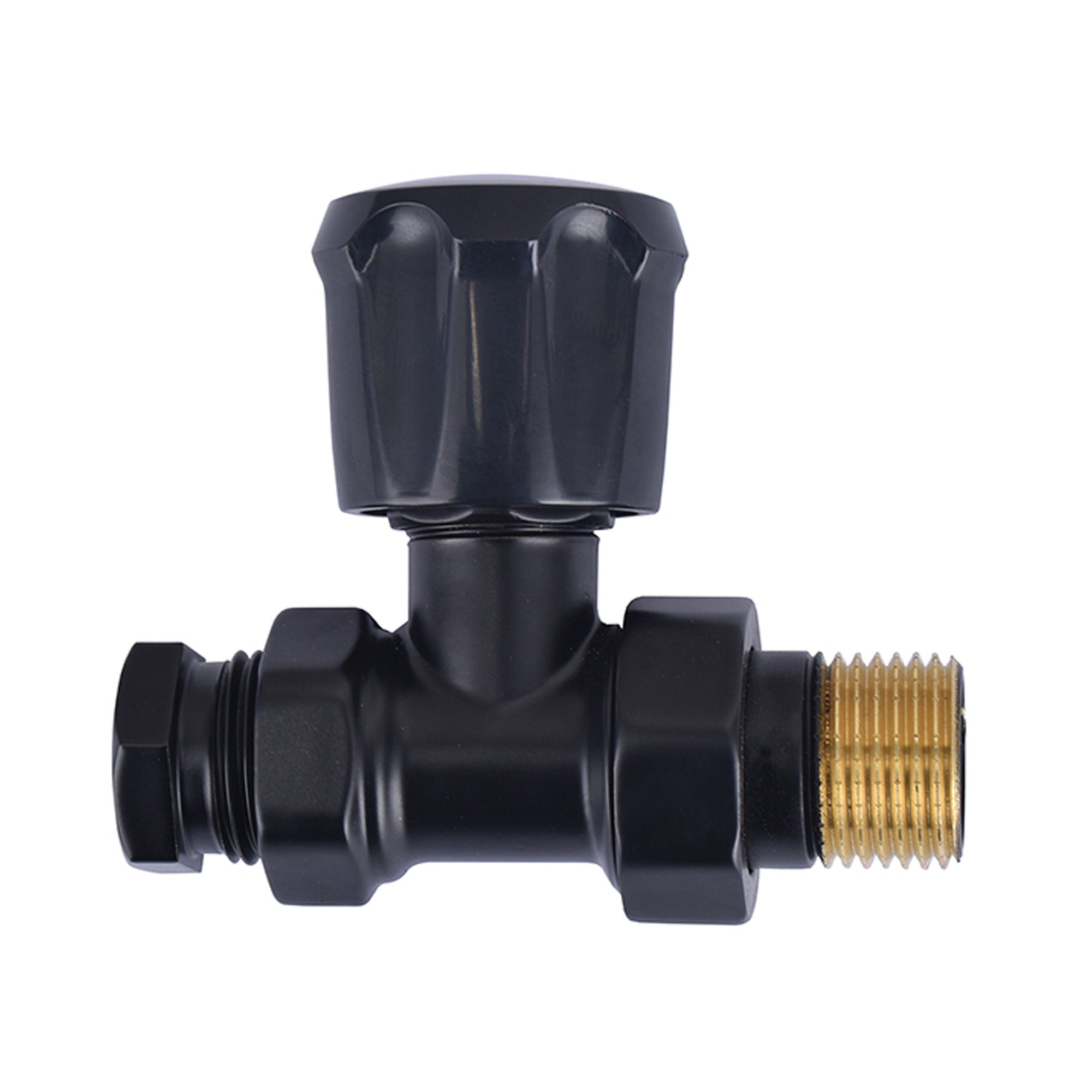 radiator-ventiel+adaptor 15mm 1/2 recht vernikkeld mat-zwart Hoofdafbeelding