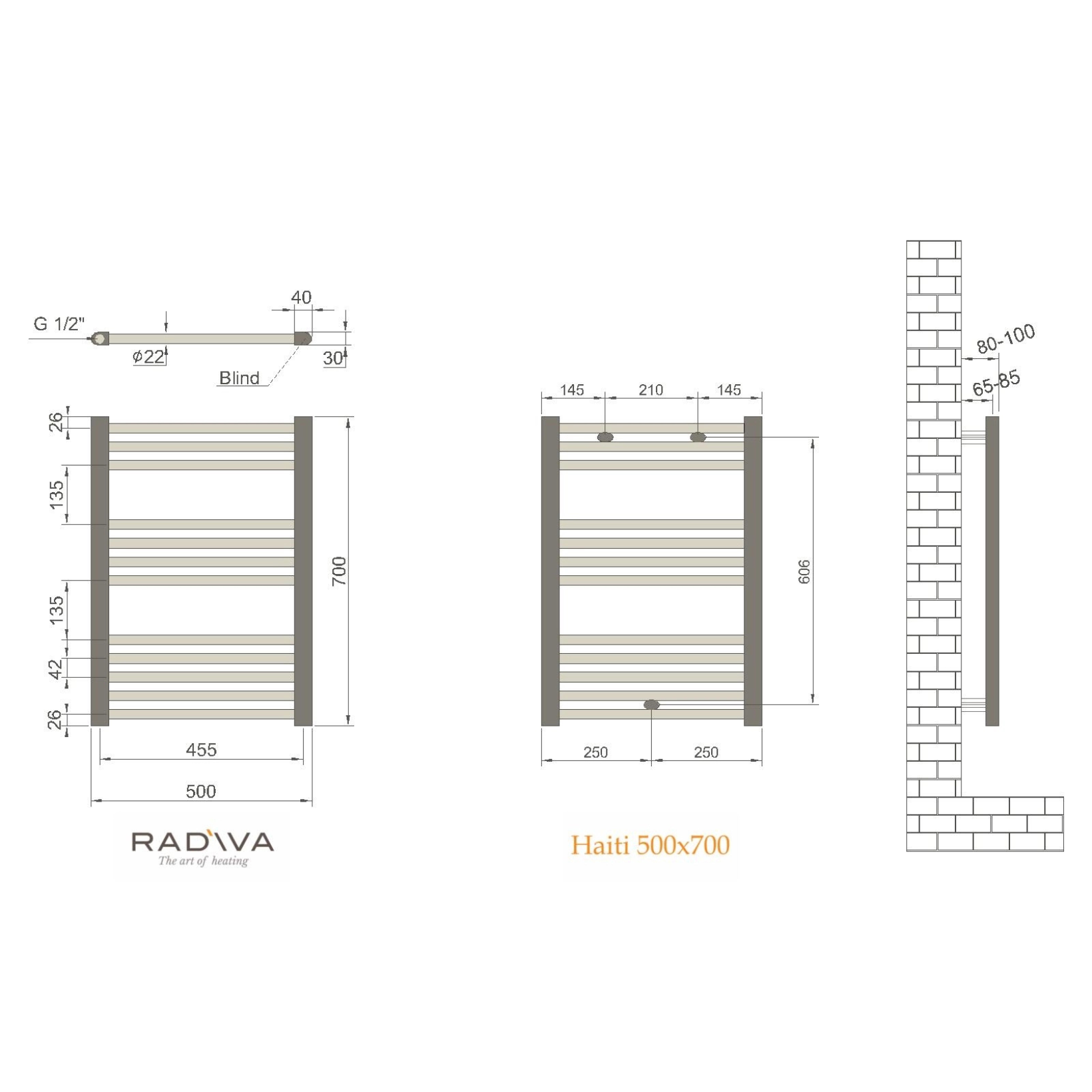 Radiva Haiti Radiator 500 x 700mm Secundaire afbeelding