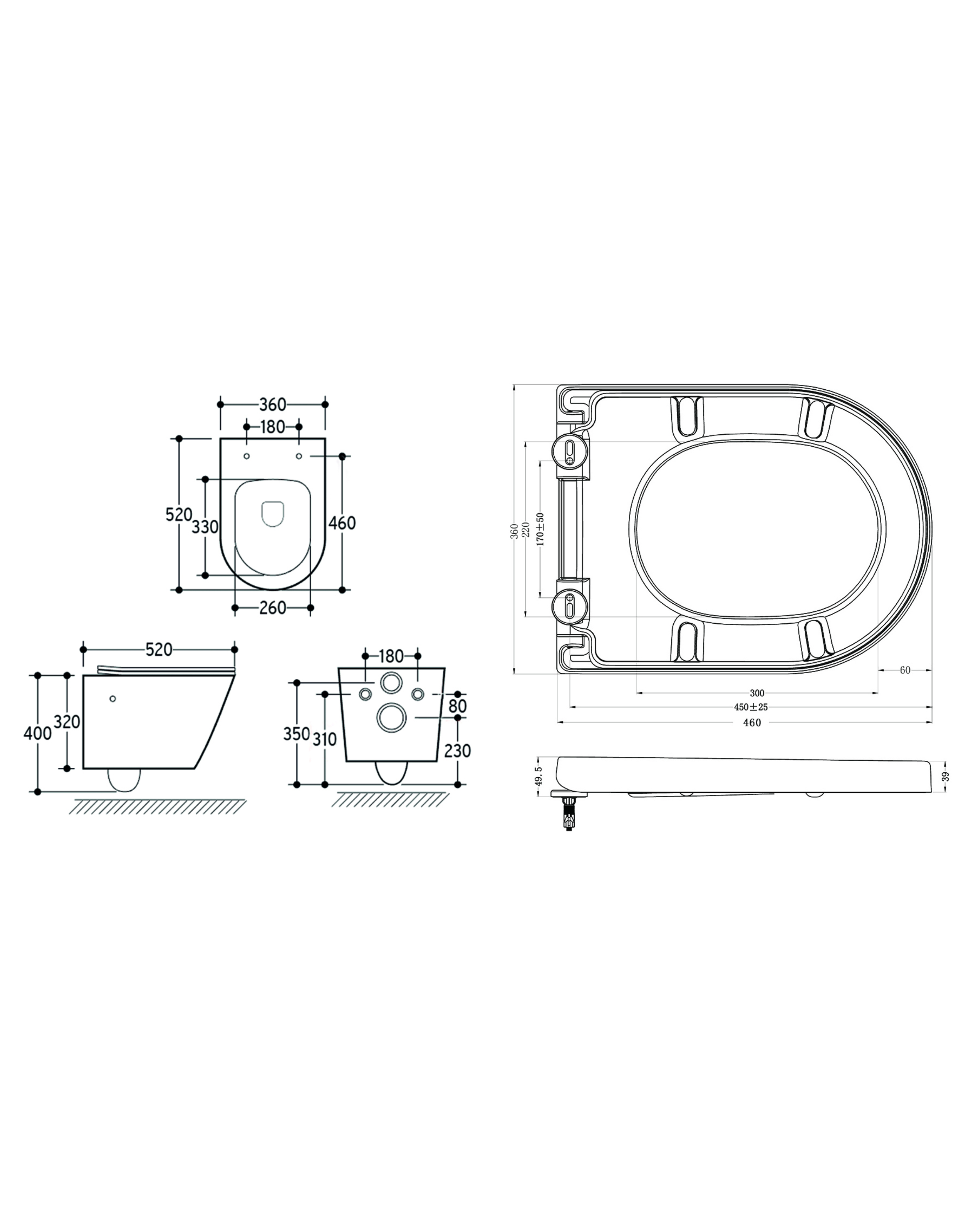 Vesta wandcloset rimless met bidetkraan koud water met Vesta toiletzitting Secundaire afbeelding